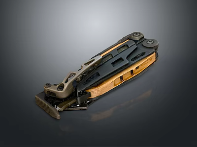 Folding Knife With Metal And Wooden Handle Tactical Design Functional Parts Modern Appearance 3d model