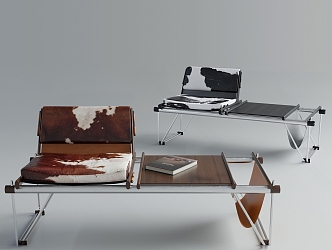 Modern medieval Bauhaus dairy leather bench 3d model