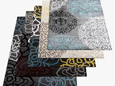 Square Rugs With Multiple Colors And Ornate Patterns For Modern Home Decor 3d model