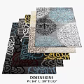 Square Rugs With Multiple Colors And Ornate Patterns For Modern Home Decor