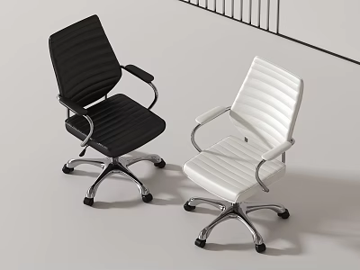 Modern Black and White Office Chairs with Swivel Wheels Armrests and Ergonomic Design 3d model