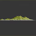 3D Terrain Model Featuring Green Mountainous Areas And Blue Background Contour Structure