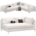 Modern Corner Sofa Set With Neutral Tones Soft Cushions And Throw Blankets 3d model