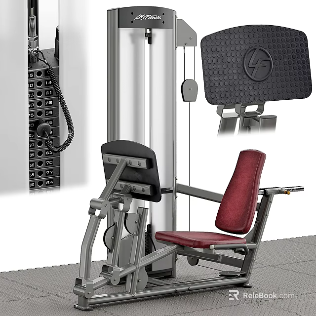Professional Seated Sports Equipment Machine With Red Seat And Black Padding 3d model 