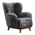 Gray Fluffy Single Sofa With Cozy Design Thick Backrest Armrests And Wooden Legs