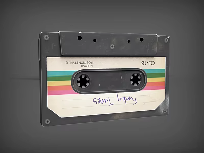 Vintage Black Cassette Tape With Colorful Stripes And Handwritten Gary Hart Label 3d model