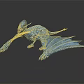 Blue Scaled Flying Dragon With Extended Wings In Flight Pose Against Dark Background With Reflection