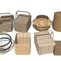 Various Styles Storage Baskets With Woven Plastic Metal Handles For Home Organization