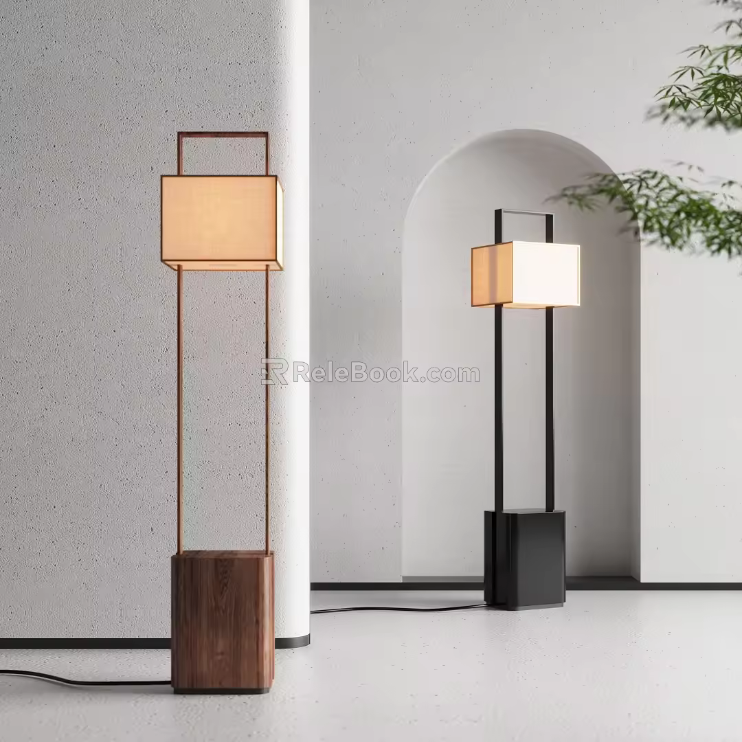 Quiet log wind floor lamp 3d model