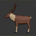 Low Poly Style Reindeer Model With Brown White Coat And Simple Design 3d model