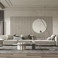 Quiet sofa tea table combination 3d model