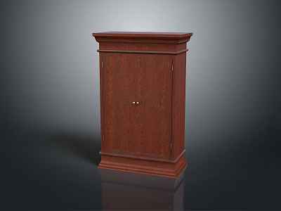 Brown Wooden Storage Cabinet With Solid Wood Construction And Decorative Top Base 3d model
