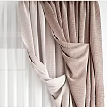 Elegant Light Brown Curtains With White Sheer Layers And Pleated Design