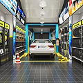 4S Shop Car Service Area with Tires Oil and Auto Supplies for Vehicle Maintenance