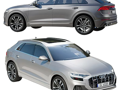 Silver Audi SUV Exterior Design With Sleek Body And Wheels 3d model