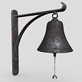Vintage Metal Decorative Ornament Set With Wall Mounted Bell And Bracket
