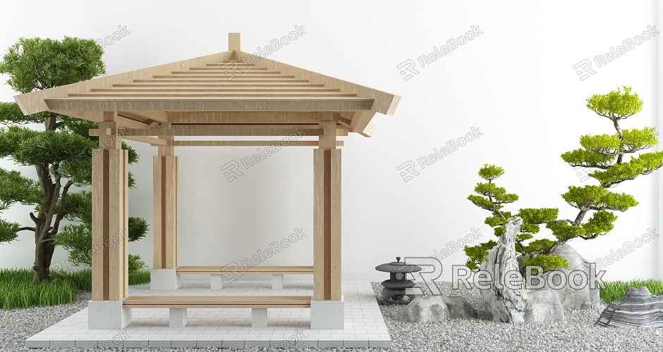 Courtyard landscape sketch courtyard withered landscape stone Zen landscape model