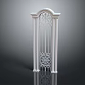 White Ornate Gate With Arched Top And Decorative Columns Elegant Classical Design For Home Entrance