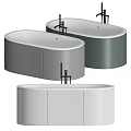 Modern Freestanding Bathtubs in Different Colors with Black Faucets and Sleek Design