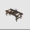 Traditional Ancient Wooden Farming Tool Structure With Spoked Wheels Metal Components And Frame