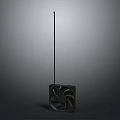 Black Square Electronic Cooling Fan Appliance With Long Rod Structure