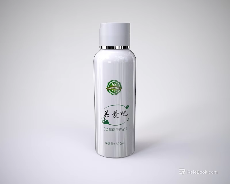 White Ceramic Vessel With Green Emblem White Lid And Smooth Surface For Skincare 3d model 