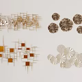 Modern Wall Decor With Various Metallic Geometric Circular And Square Patterns