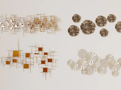 Modern Wall Decor With Various Metallic Geometric Circular And Square Patterns 3d model