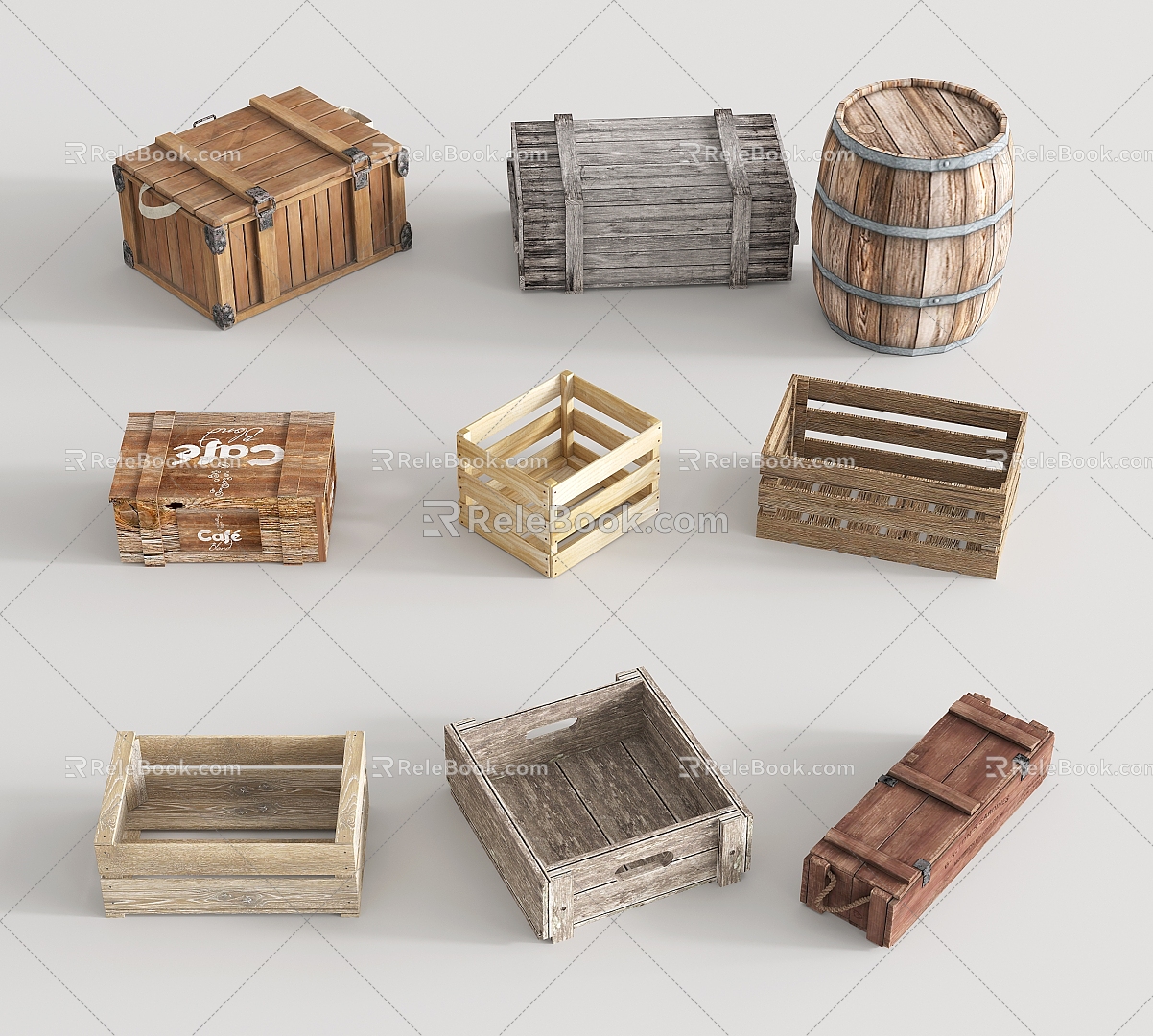 Wooden box express box storage box toolbox packing box beer box outdoor box 3d model