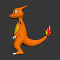 3D Cartoon Character Model With Orange Body Yellow Belly Red Tail And White Claws