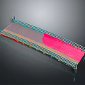 Traditional Decorative Bridge Design With Ornate Blue And Gold Railings Brown Pink Deck