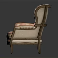Vintage Single Sofa With Striped Fabric Tufted Arms And Wooden Legs