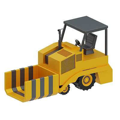 Compact Yellow Utility Vehicle With Front Bucket Black Stripes And Driver Seat 3d model