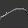 Curved Silver Metal Weapon With Handle Streamlined Design And Dark Background Reflection 3d model