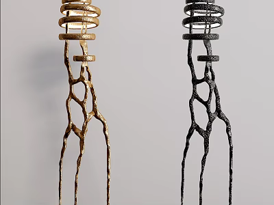Abstract Floor Lamp with Unique Spiral Design Gold and Black for Modern Home Decor 3d model