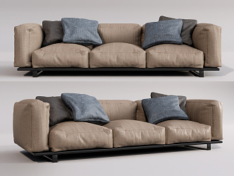 Modern three-seat sofa multiplayer sofa 3d model