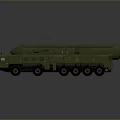 Green Military Tank With Multiple Wheels And Missile Launcher System