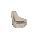 Beige Velvet Modern Single Sofa With Curved Armrests And Unique Design