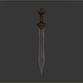 Traditional Weapon Sword With Ornate Metal Blade And Carved Wooden Handle