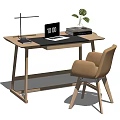Nordic desk and chair log desk and chair combination 3d model