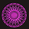 Pink Spherical Art Installation With Intricate Floral And Geometric Patterns On Black Background