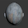Shiny Silver Metallic Helmet Design Featuring Streamlined Sci Fi Elements 3d model