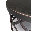 Round Modern Coffee Table With Dark Gray Top And Intricate Metal Lattice Base