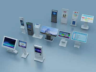Public Facilities With Self Service Kiosks Interactive Displays And Digital Terminals 3d model