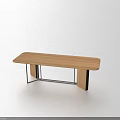 Modern Wooden Dining Table With Rectangular Top Wooden Legs And Metal Support Frame 3d model
