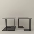 Modern Black Side Tables With Square Tabletop And Unique Base Design 3d model