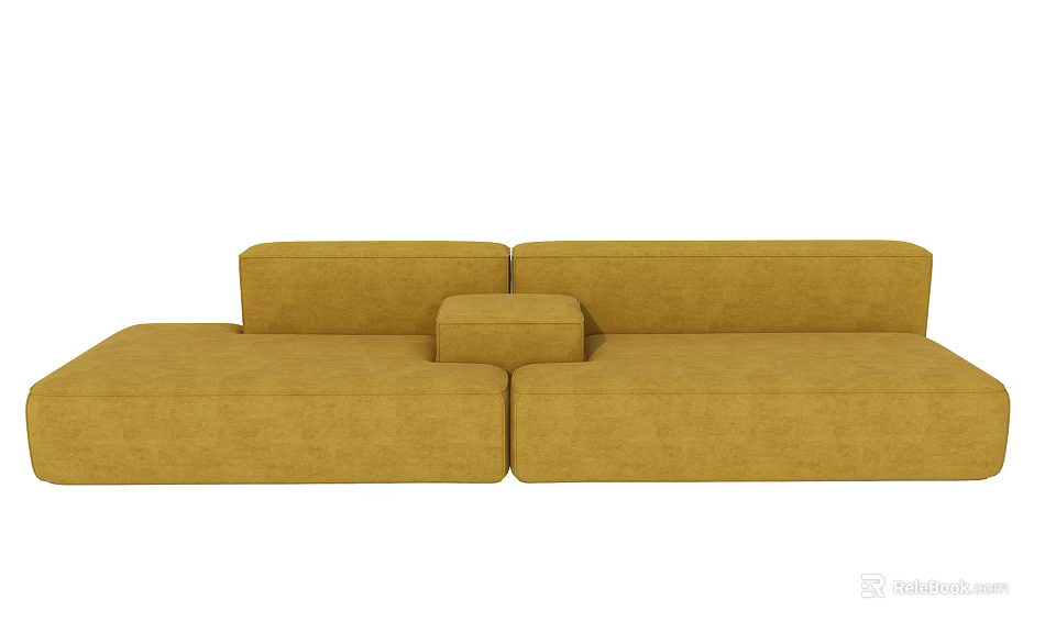 Yellow Sectional Sofa With Modular Design For Comfortable Living Room Seating 3d model