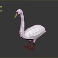 Low Poly White Swan 3D Model with Shiny Reflective Surface on Dark Background 3d model