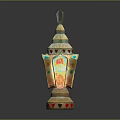 Traditional Decorative Lantern With Colorful Patterns Layered Structure And Ornate Design