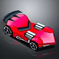 Red Low Poly Racing Car With Black Spoiler White Wheels And Silver Accents